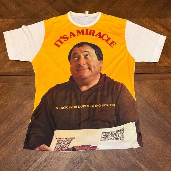 Vintage Xerox 9200 It's A Miracle Brother Dominic Monk Promo T-Shirt Large 70s